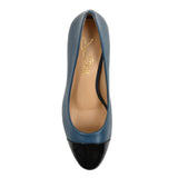 Sandra Indigo Blue Soft Lux Leather/ Black Soft Lux Leather Cap Toe