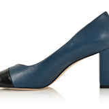 Sandra Indigo Blue Soft Lux Leather/ Black Soft Lux Leather Cap Toe