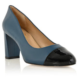 Sandra Indigo Blue Soft Lux Leather/ Black Soft Lux Leather Cap Toe