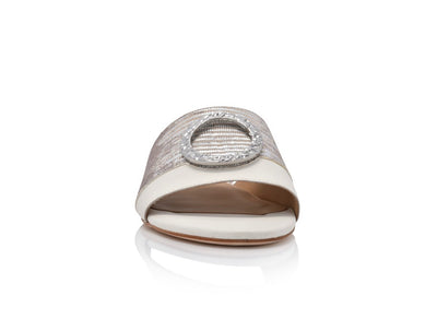 Margo Silver Metallic Lizard with Soft White Leather - FINAL SALE